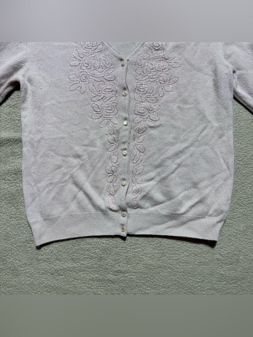 Blumarine Sweater Womens Small Floral Embroidered Beaded Vintage Cardigan Button - Picture 4 of 13